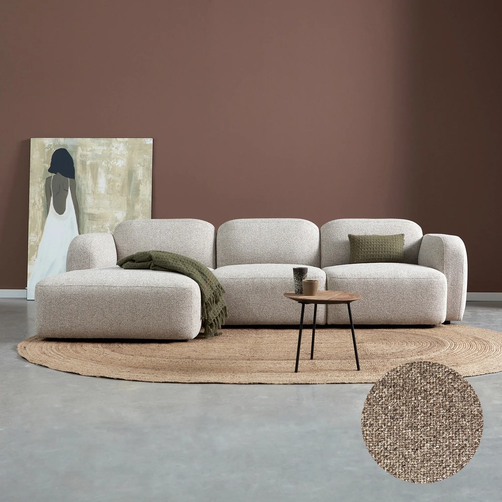 Bruine Hoekbank Chaise Longue Links