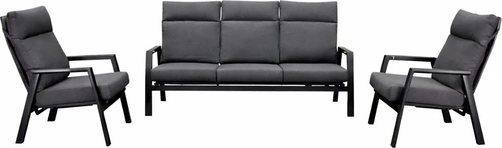 Showroommodel Vegas stoel bank loungeset 3 delig verstelbaar antraciet aluminium