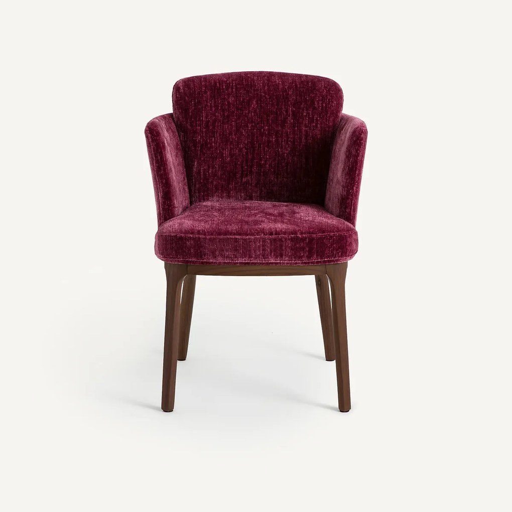 Tafelstoel met poten van notenhout en fluweel, Jabote