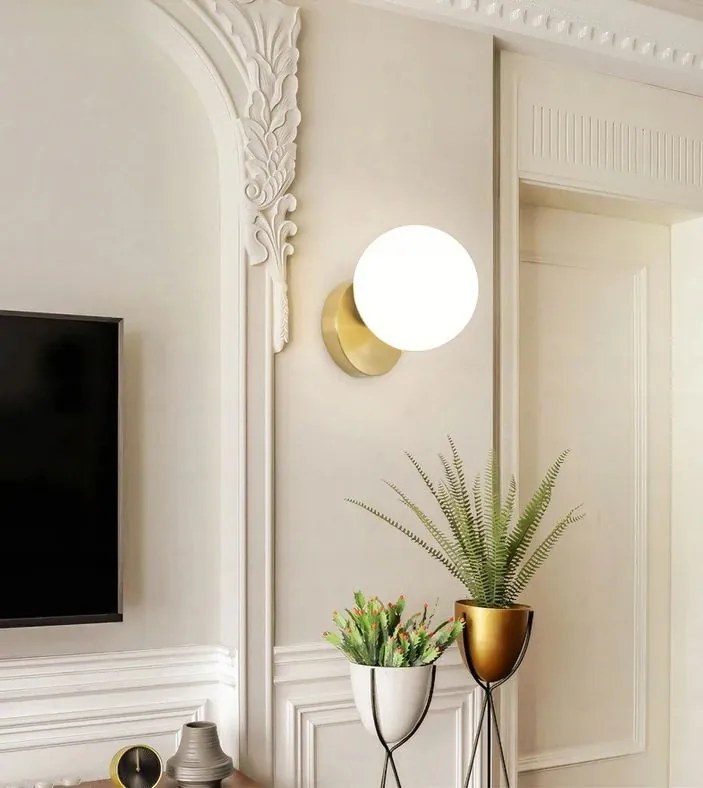 Wandlamp Wandlamp Glazen Bol Goud APP950-1W