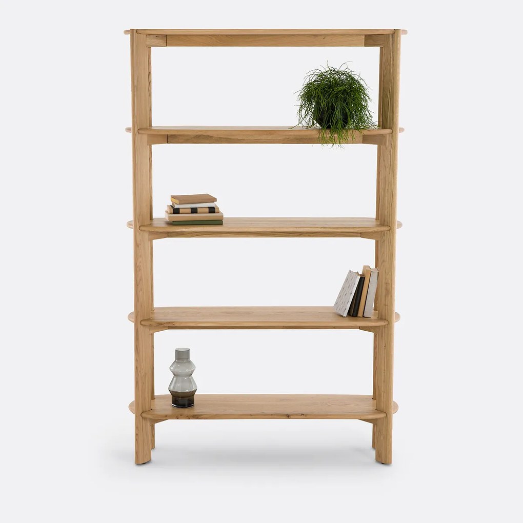 Boekenkast 5 planken, massief eiken, ELMO