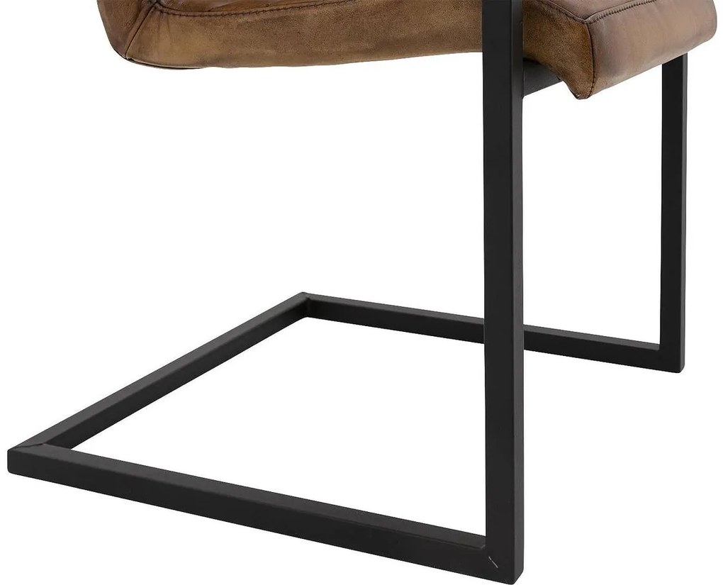 Goossens Eetkamerstoel Mida cognac leer met arm, urban industrieel