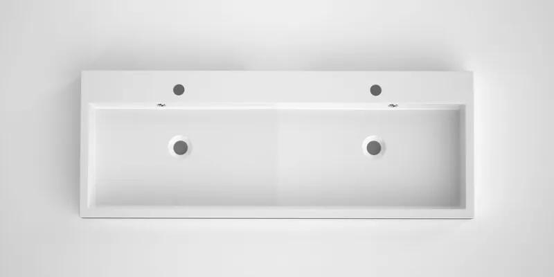 Box dubbele opbouwwastafel composiet 120 x 45 cm, wit