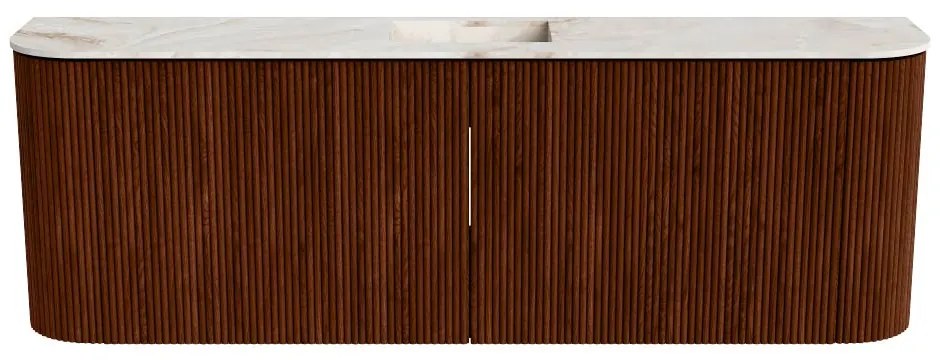 Mondiaz Joya DLux 125cm toiletmeubel ronding links/rechts ruby met wastafel faye midden 1 kraangat frappe