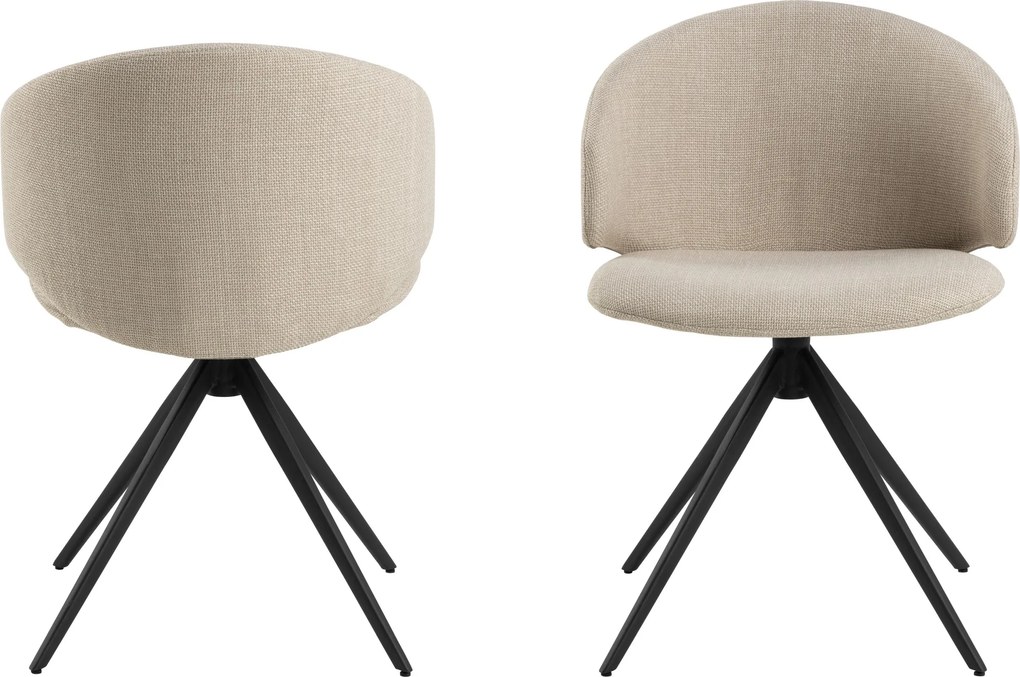 NELA NELA Beige (stof Basel 24)/zwarte poten - MODERNE GESTOFFEERDE DRAAISTOEL VOOR WOONKAMER/EETKAMER/KANTOOR LOFT