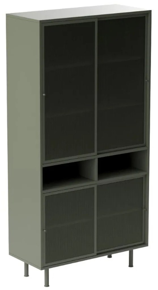 Hoge Kast Groen Metaal - 90x40x180cm.
