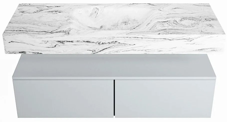 Mondiaz Alan DLux badmeubel 120cm clay 2 lades met wastafel glace midden zonder kraangat
