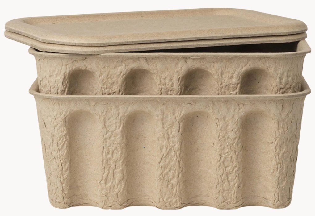 Opbergdozen Pulp van papierpulp, D 18 cm, 2-delig
