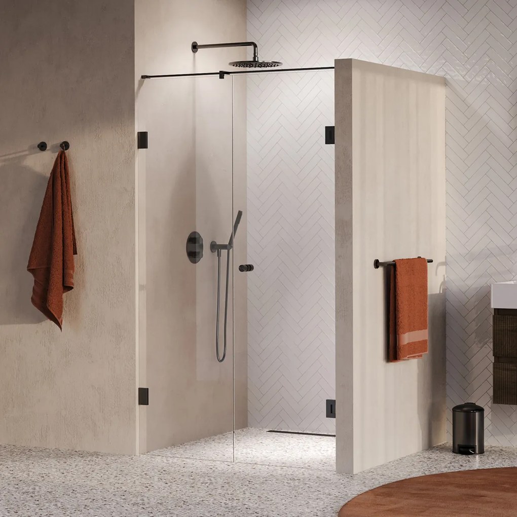 Brauer Void Carving profielloze nisdeur 120cm met draaideur 60cm aan muur gunmetal geborsteld PVD