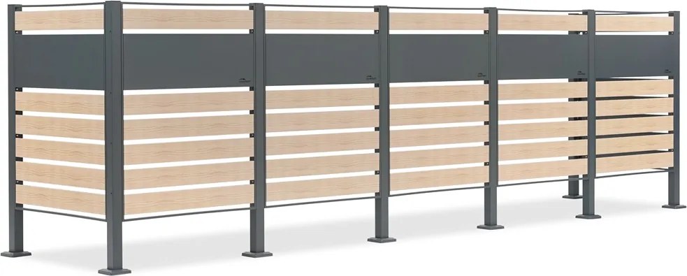 Overdekking voor 5 afvalbakken 120l of 240l Breda CoverTech