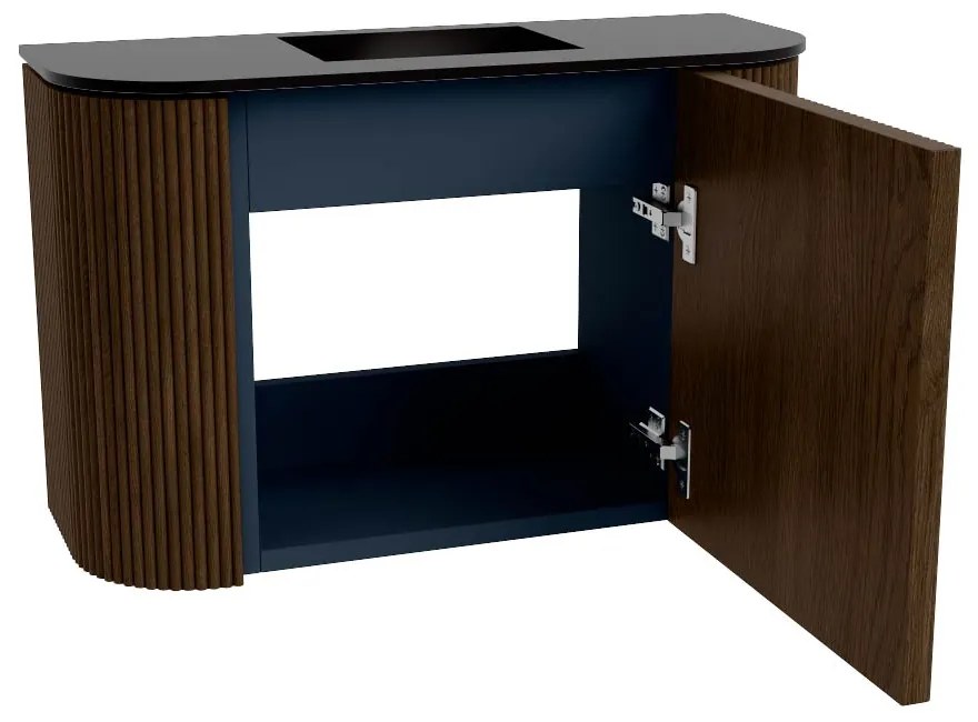 Mondiaz Joya 65cm toiletmeubel ronding links/rechts walnut met wastafel faye midden zonder kraangat urban