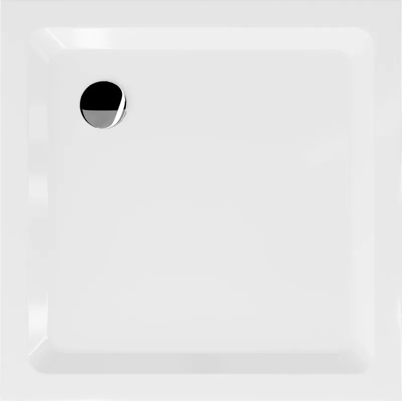 Mexen Flat vierkante douchebak slim 70 x 70 cm, wit, sifon chroom - 40107070