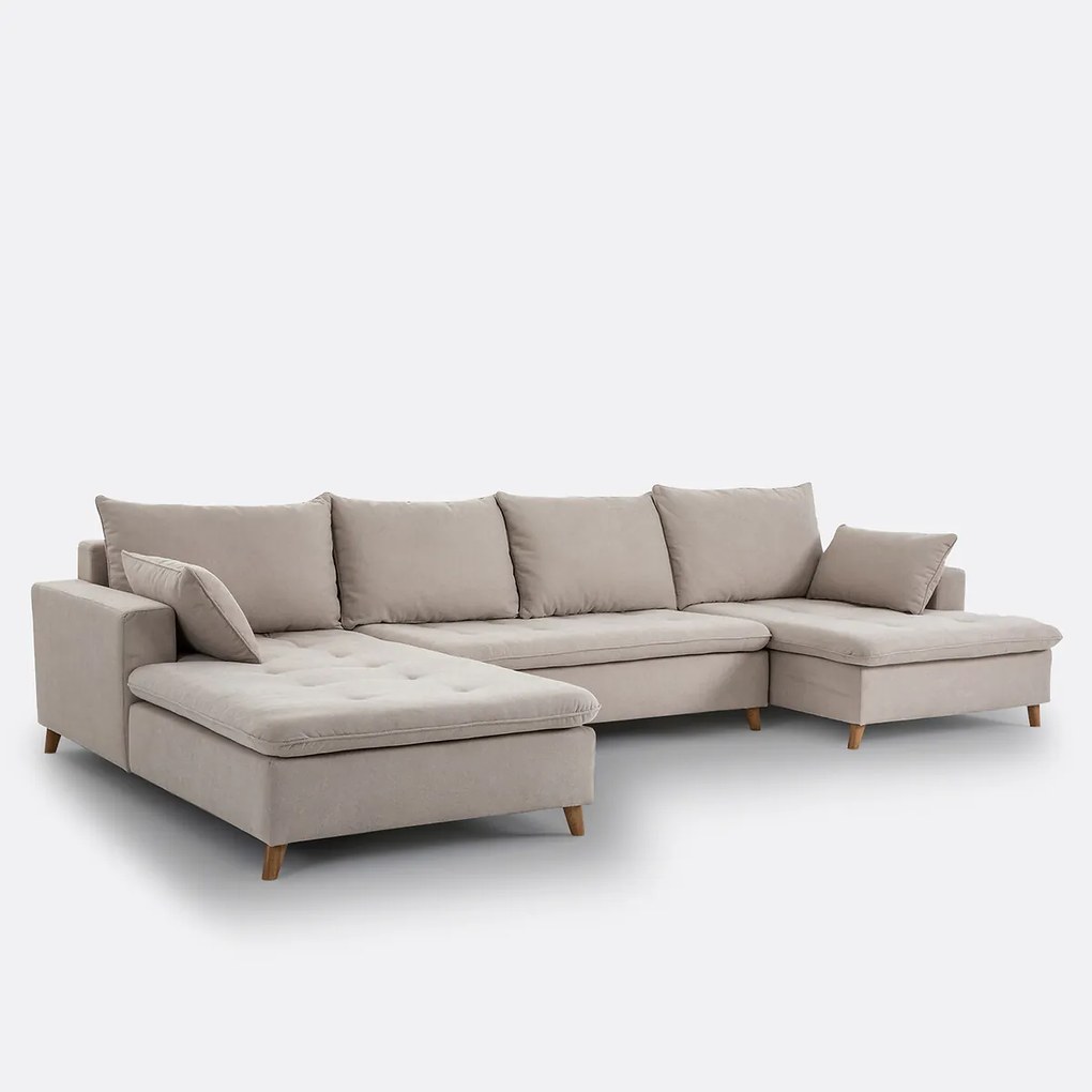 U-vormige zitbank in getextureerde stof, Milare