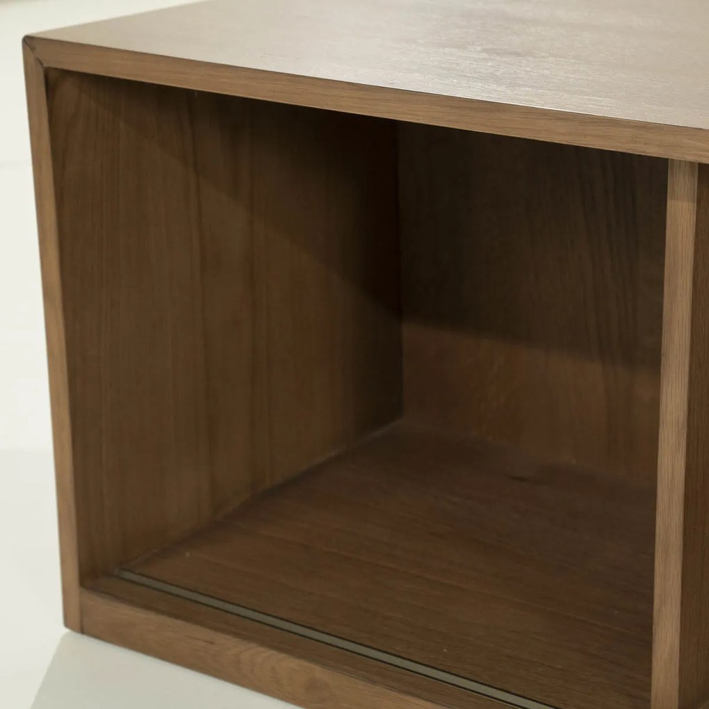 Eleonora Milo Eiken Tv-meubel Met Schuifdeuren 240 Cm Bruin - 240x42x43cm.