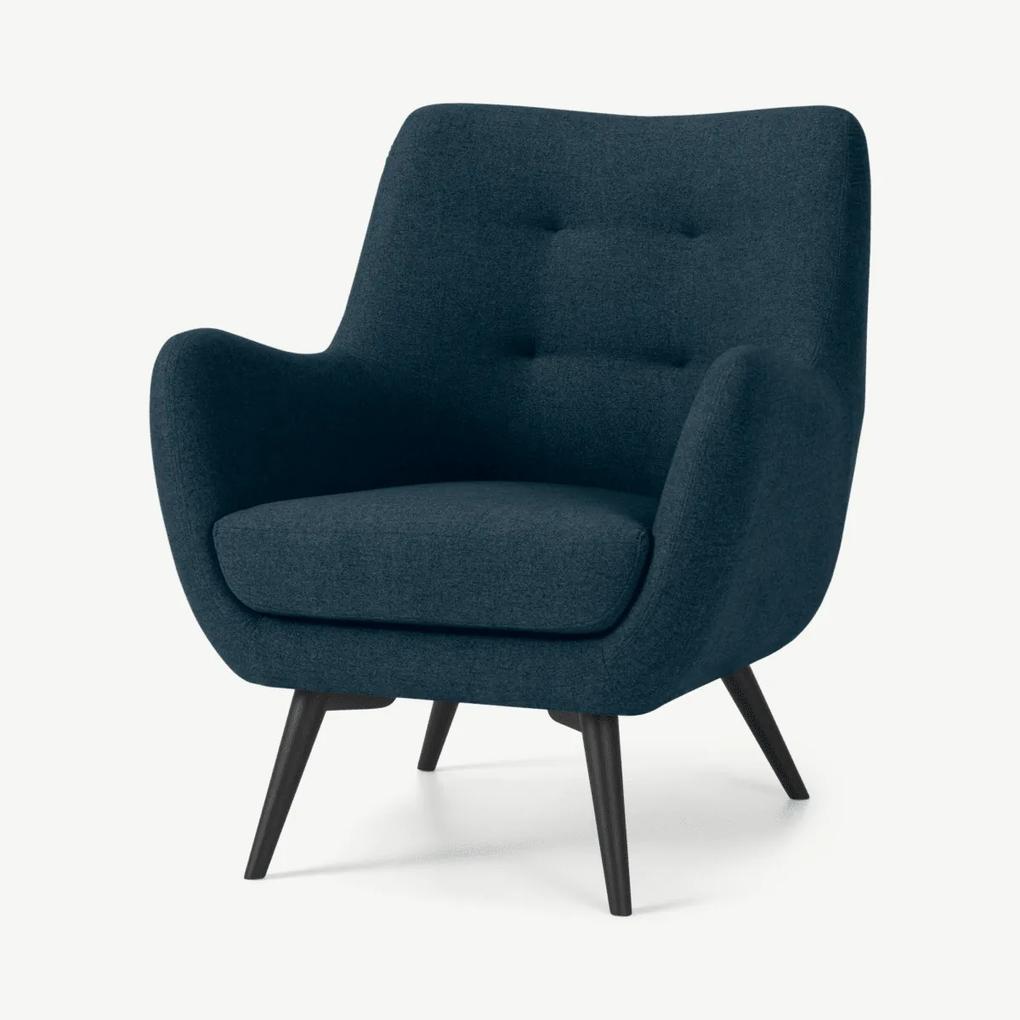 Hilda fauteuil, Madeira blauw met zwarte poten
