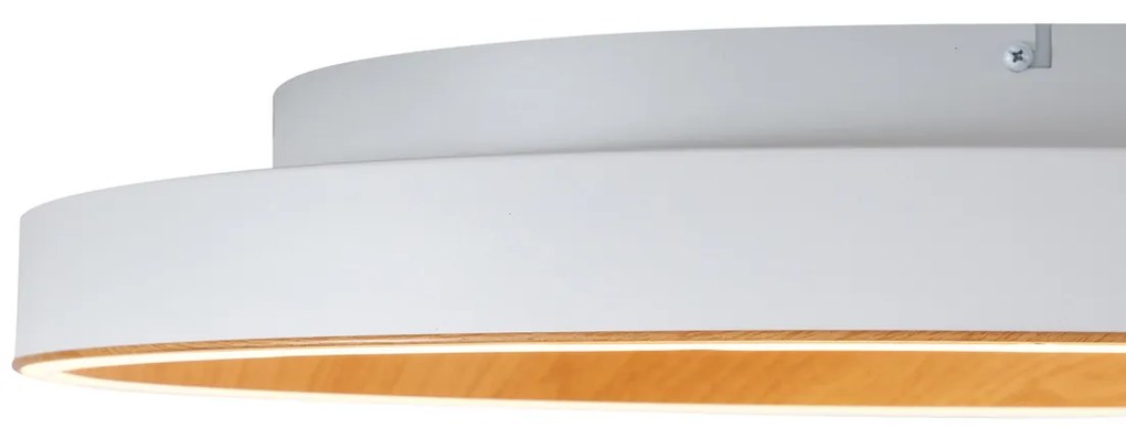 Design plafondlamp wit met hout 60cm incl. LED 3-way switch - Ingo