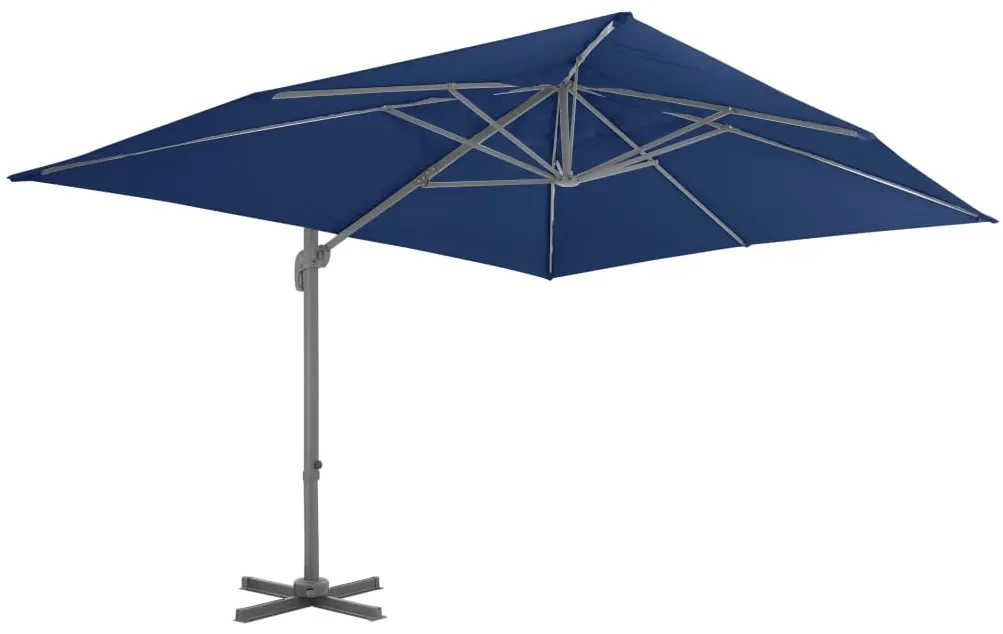 vidaXL Zweefparasol met aluminium paal 4x3 m azuurblauw