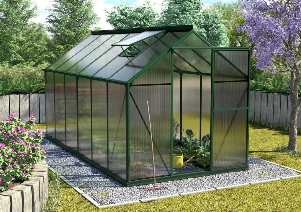 Vitavia Triton serre - 7,5m² - met 4 mm polycarbonaat - Donkergroen