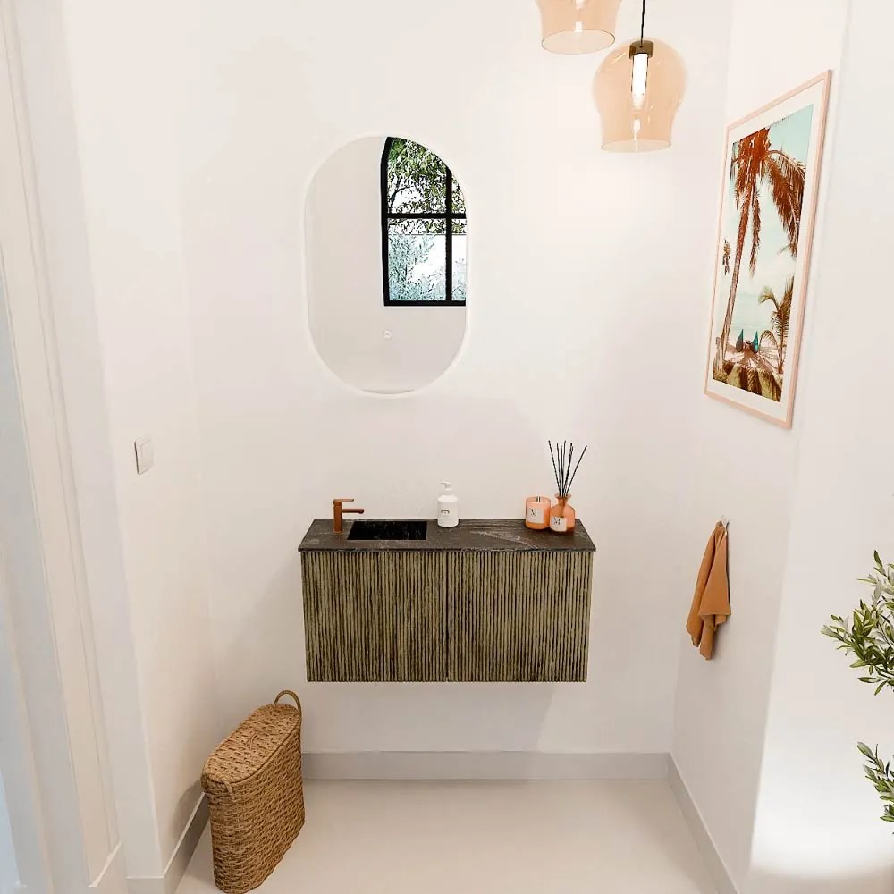 Mondiaz Joya DLux 80cm toiletmeubel dusk met wastafel faye links 1 kraangat lava