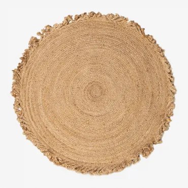 Ronde Vloerkleed Van Jute Ondes Ø120 Cm - Sklum