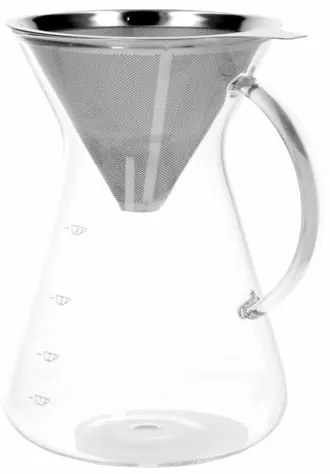 Koffiekan + filter, 600 ml, glas en rvs