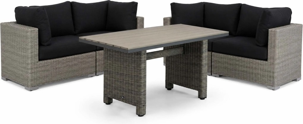 Dining Loungeset 4 personen Wicker Zwart Garden Collections Toronto/Lusso