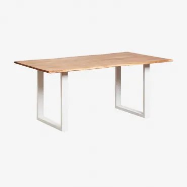 Rechthoekige Eettafel Van Sami-acaciahout Wit & 180 X 100 Cm - Sklum