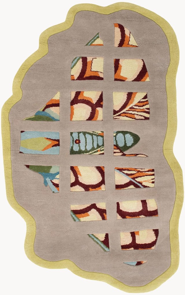 Handgeknoopt wollen vloerkleed Mot met hoog-laag effect