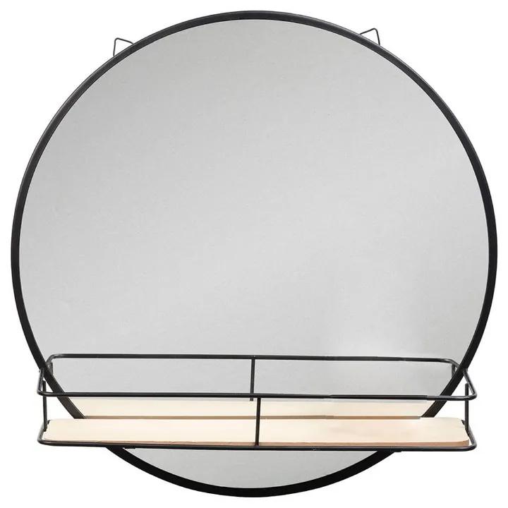 Spiegel met plankje - zwart - 25 cm
