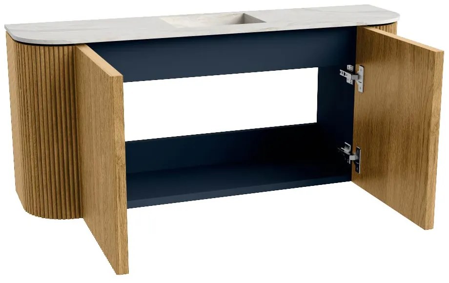 Mondiaz Joya DLux 95cm toiletmeubel ronding links/rechts oak met wastafel faye midden zonder kraangat ostra