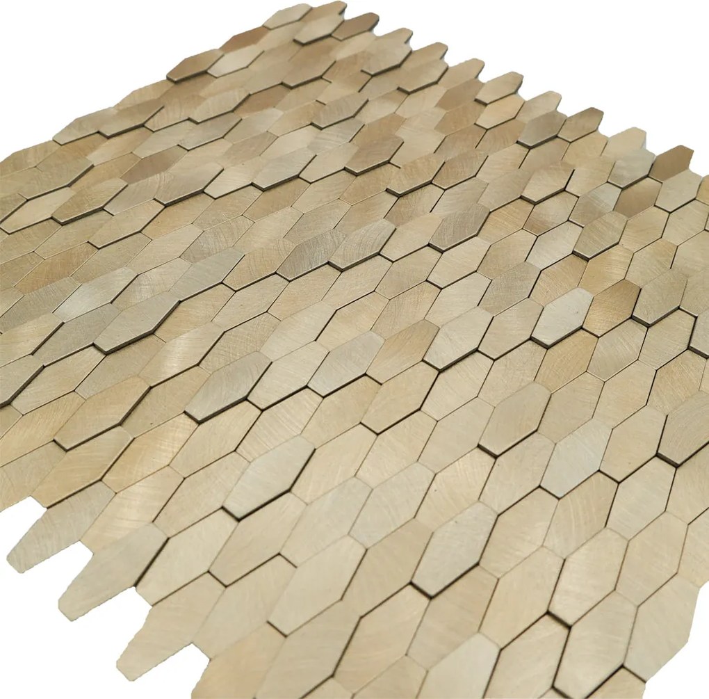 Zelfklevende Mozaïektegels Metaal | Picket 3D Goud | 31×30 cm | Keuken, Bad & WC