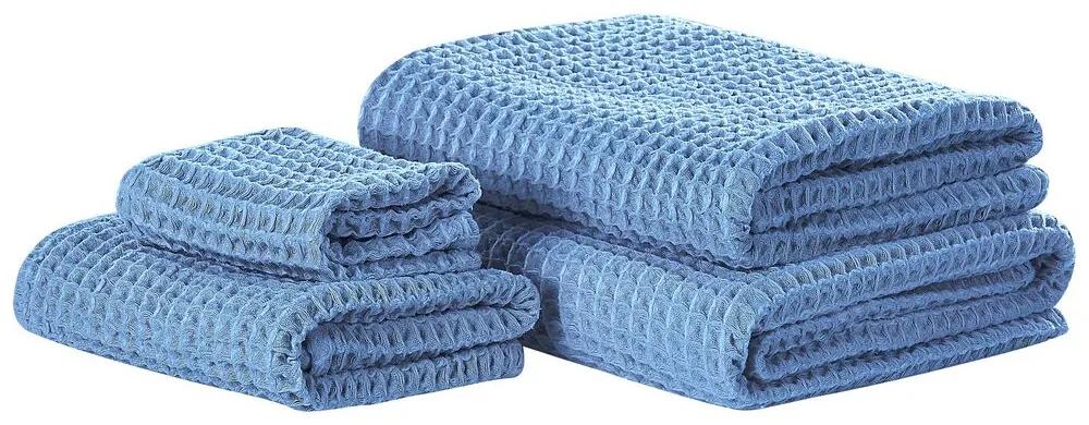 Handdoek set van 4 katoen blauw AREORA Beliani