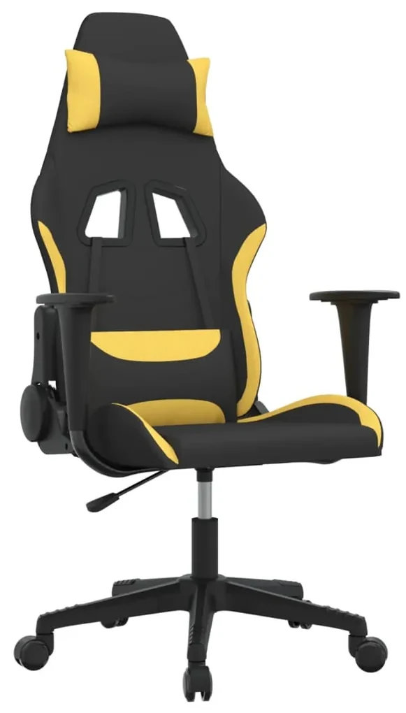 vidaXL Gamestoel draaibaar stof zwart en lichtgeel