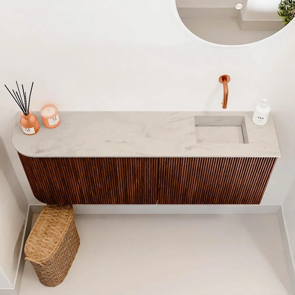 Mondiaz Joya DLux 110cm toiletmeubel ronding links ruby met wastafel faye rechts zonder kraangat opalo