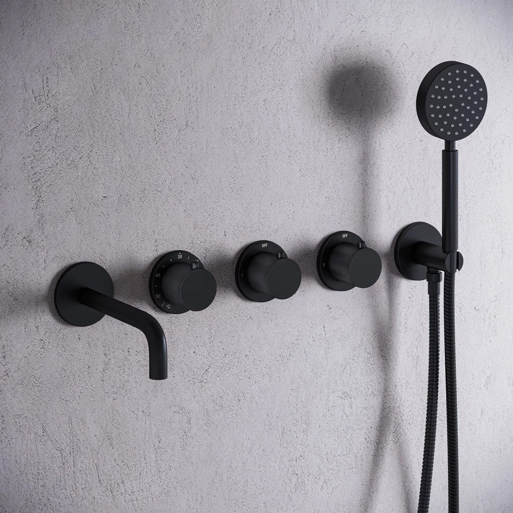 Saniclear Plus Curved thermostaatkraan afbouwdeel zwart mat