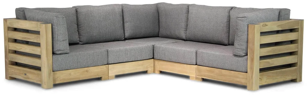 Hoek loungeset 5 personen Teak Old teak greywash Santika Furniture Santika