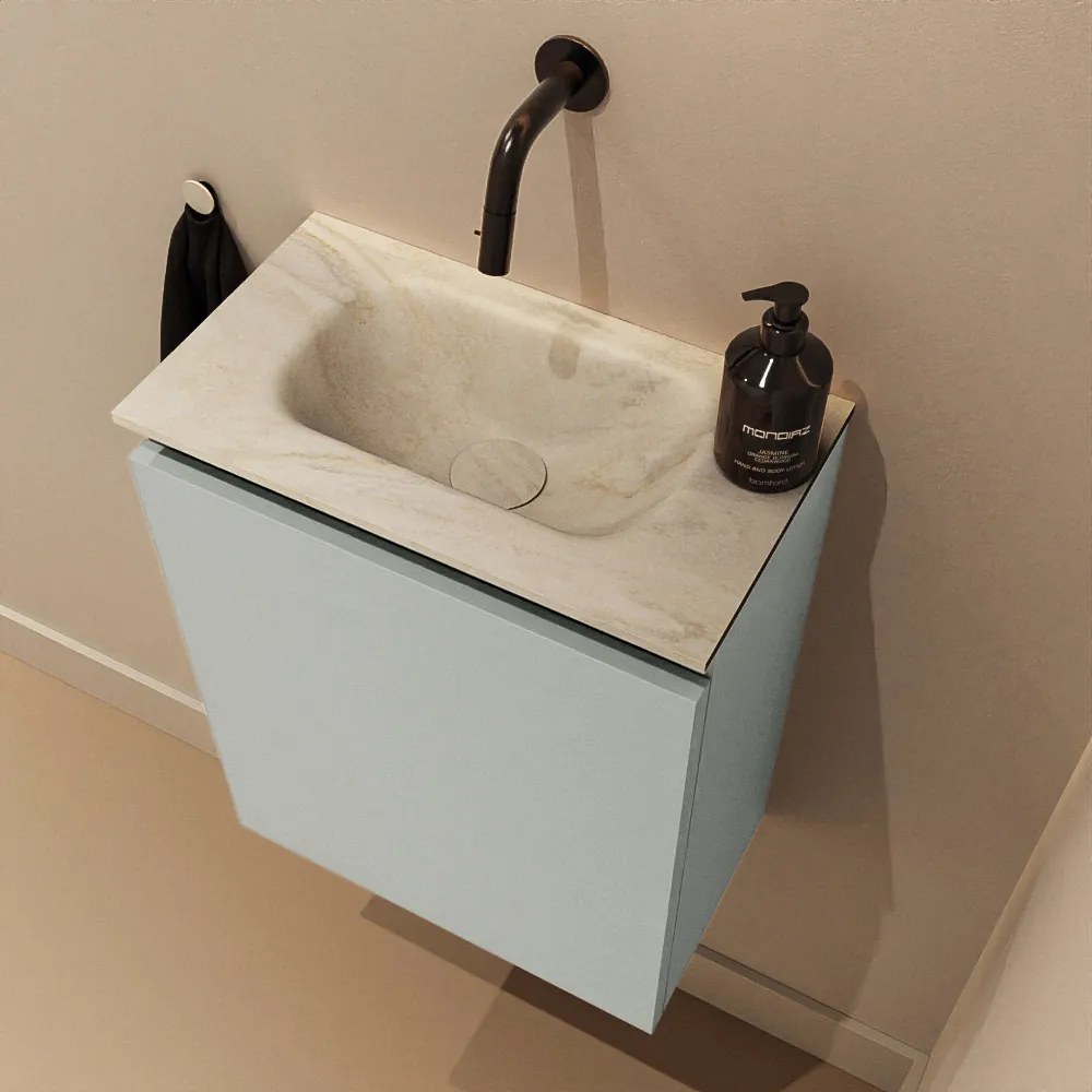 Mondiaz Ture DLux toiletmeubel 40cm greey met wastafel ostra midden zonder kraangat