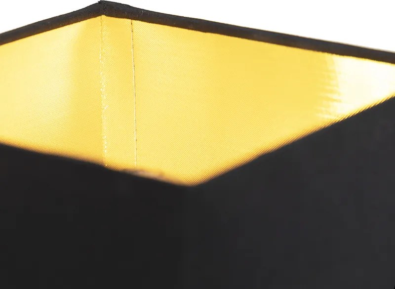 Moderne wandlamp zwart met USB en vierkante zwarte kap - Zeno