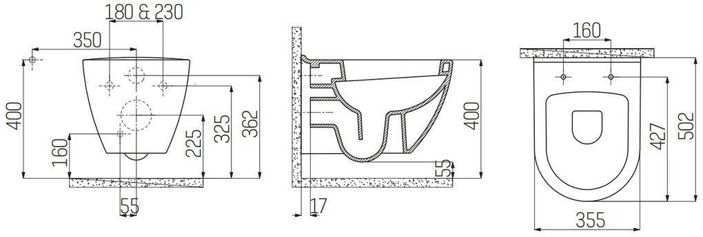 Sanigoods Merano wandcloset met bidet sproeier zwart mat