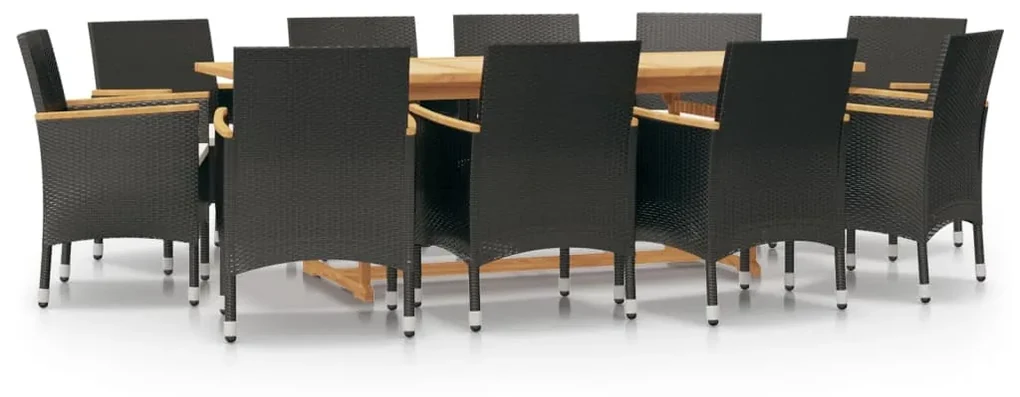 vidaXL 11-delige Tuinset met kussens zwart