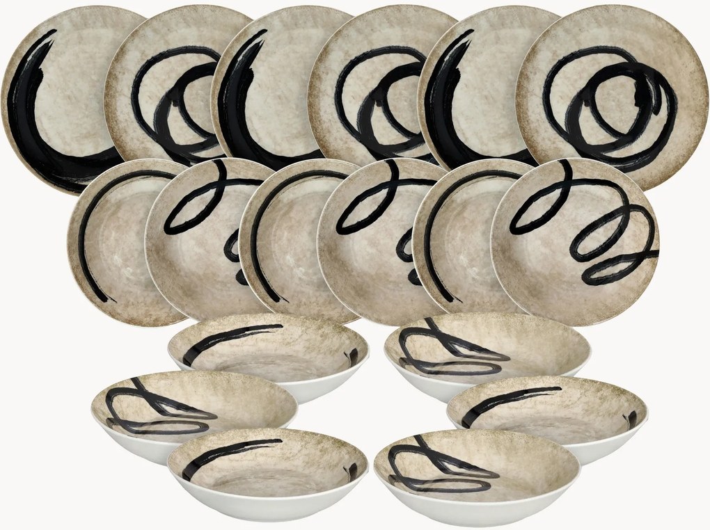 Porseleinen serviesset Moon, 6 personen, 18-delig