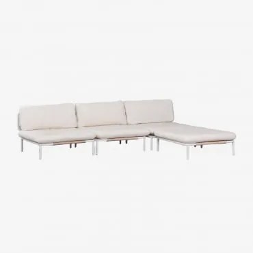 3-delige Modulaire Tuinbank Met Poef Van Staal Roubly Beige Amandelroos - Sklum