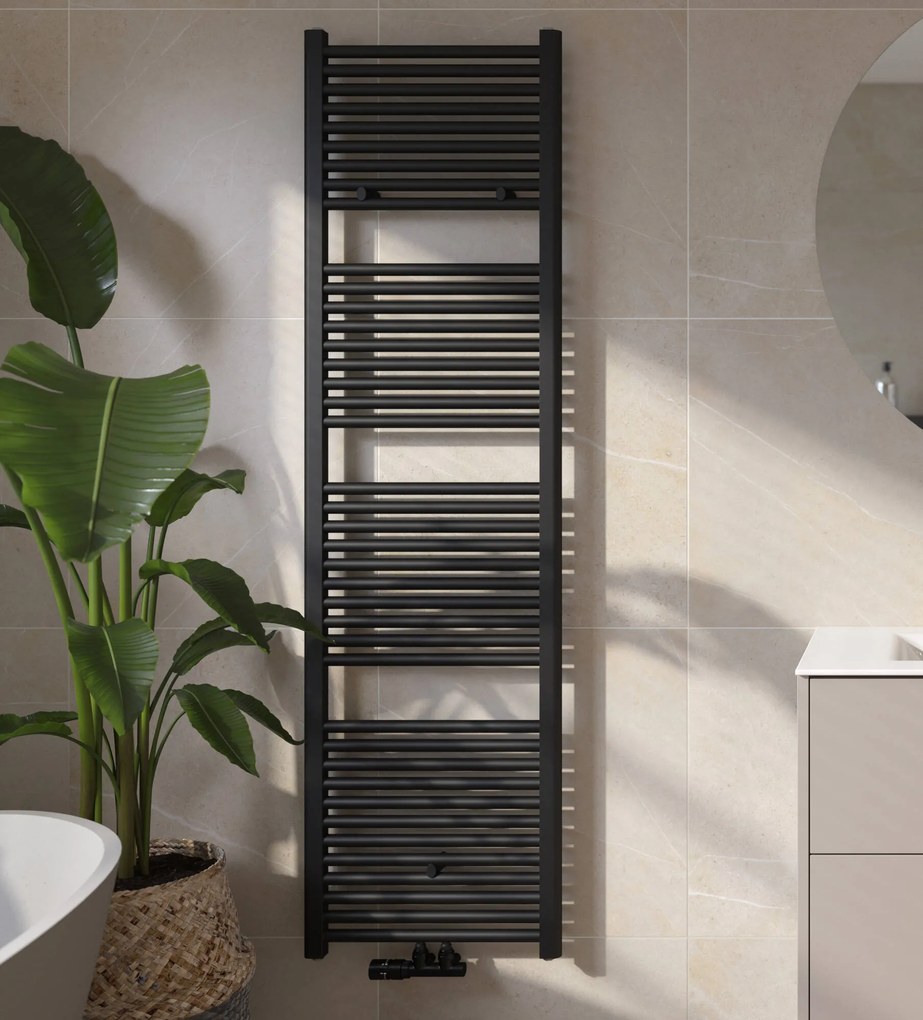 Saqu Fonti handdoekradiator 909W 50x182cm mat zwart