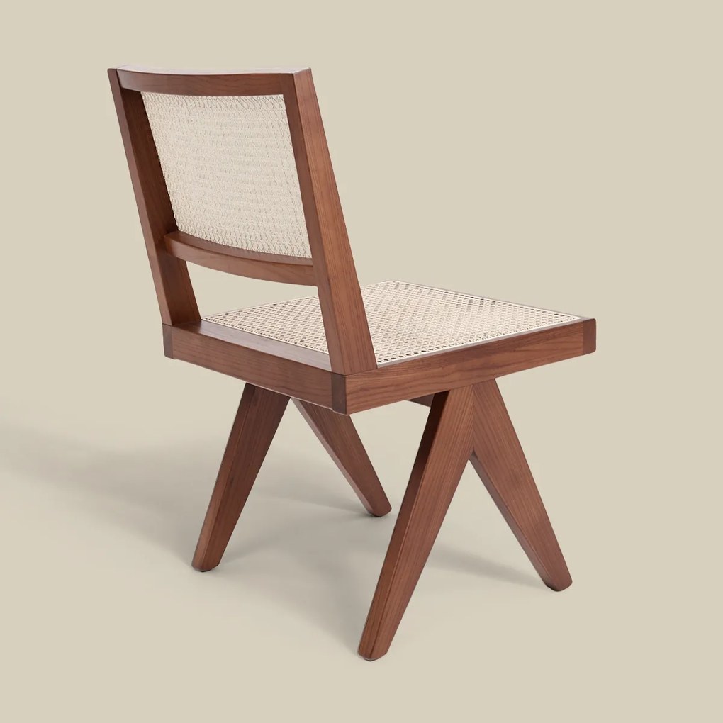 Walnoot Stoel Met Rotan Webbing