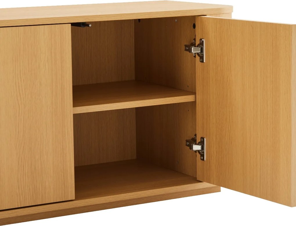Eiken Tv-meubel Met Ronde Hoeken - 180x40x50cm.