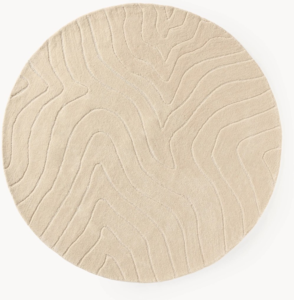 Rond handgetuft wollen vloerkleed Aaron
