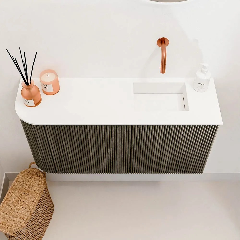 Mondiaz Joya 80cm toiletmeubel ronding links shadow met wastafel faye rechts zonder kraangat talc
