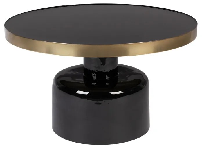 Zuiver Glam Emaille Salontafel Zwart Met Goud - 60 X 60cm.