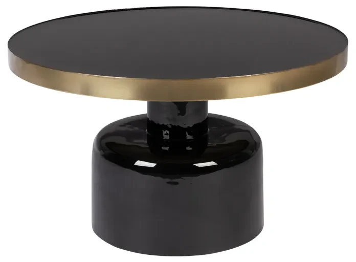 Zuiver Glam Emaille Salontafel Zwart Met Goud - 60 X 60cm.