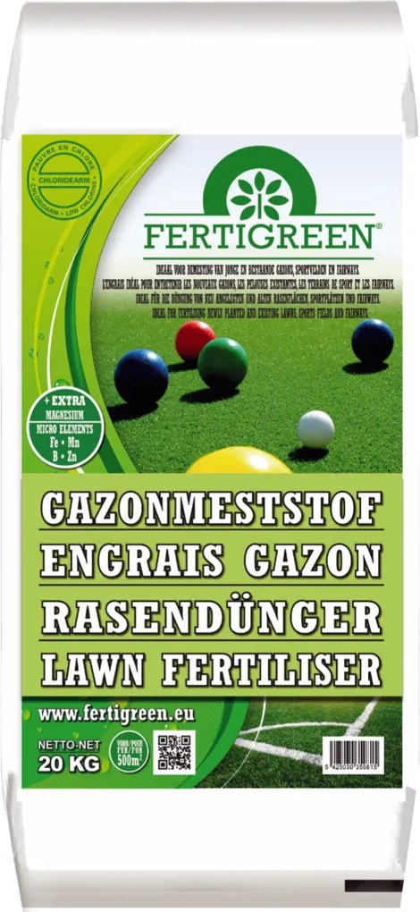 Fertigreen gazonmeststof 20 kg voor 500M² - Compleet 15-3-12+ 3MgO+23SO3+SP+SCDC+C-PRO